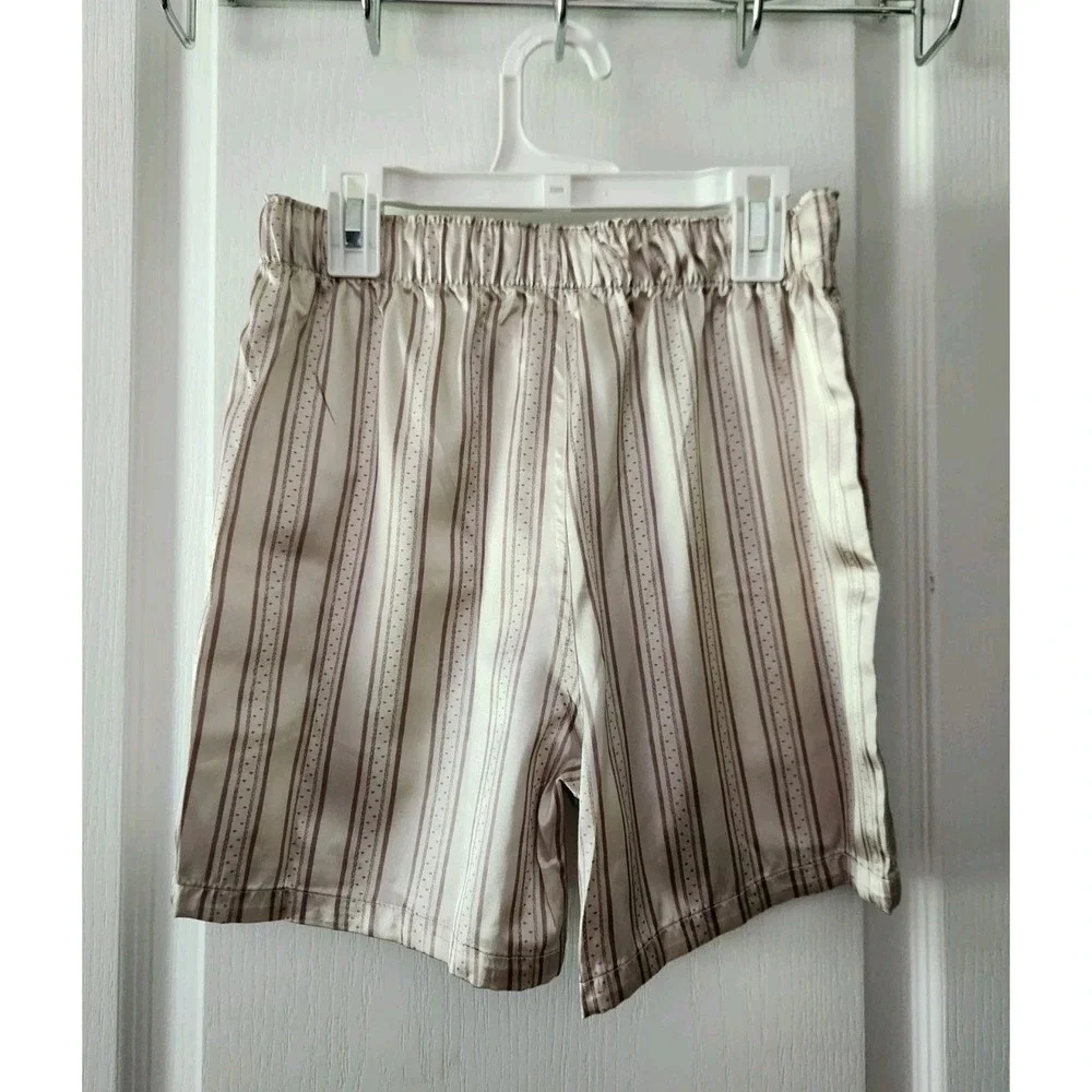 American‎ Eagle Outfitters Men's Striped Khaki Satin Pocket Boxer Short Size  XS